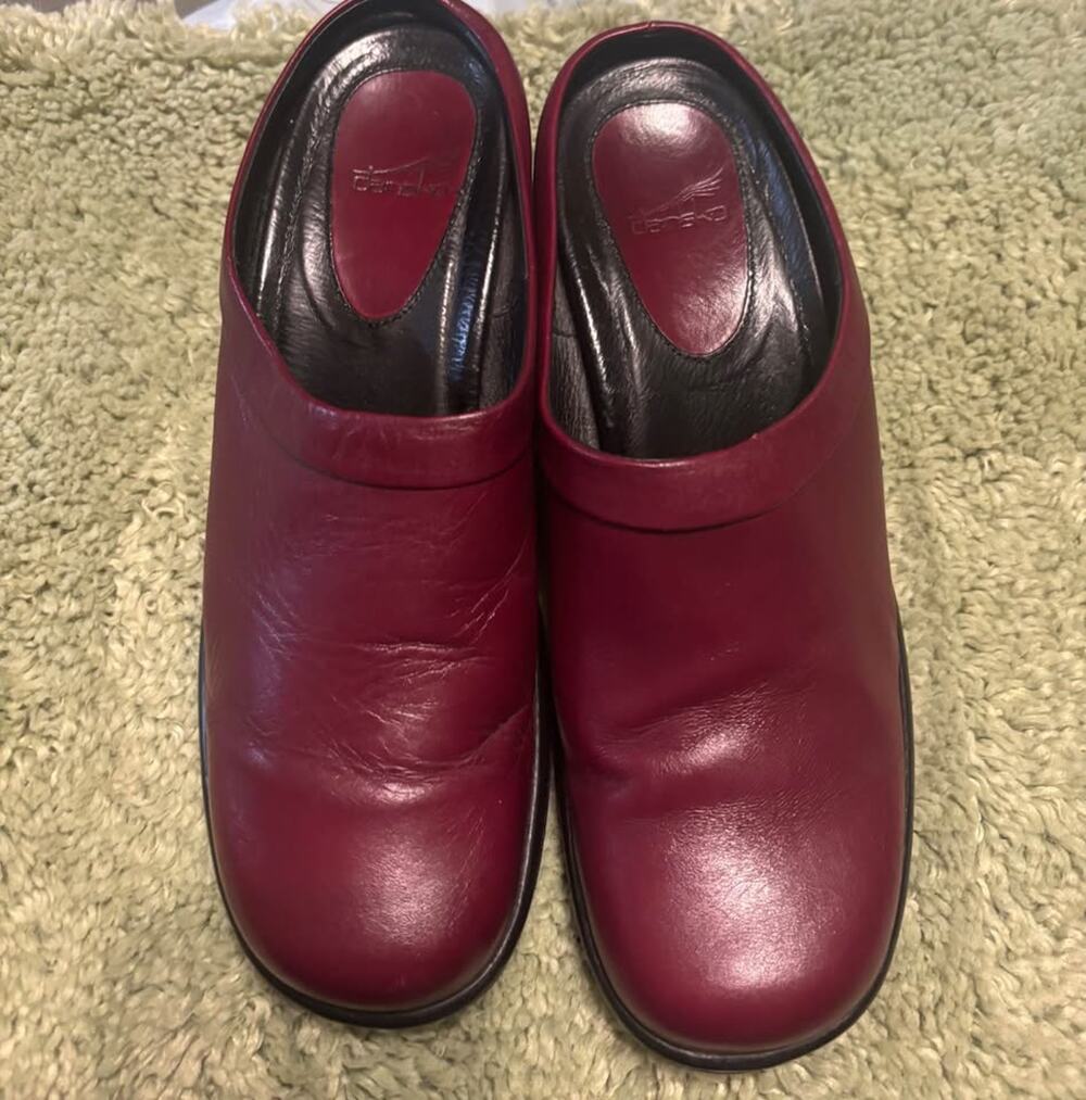Dansko Red Leather Mules